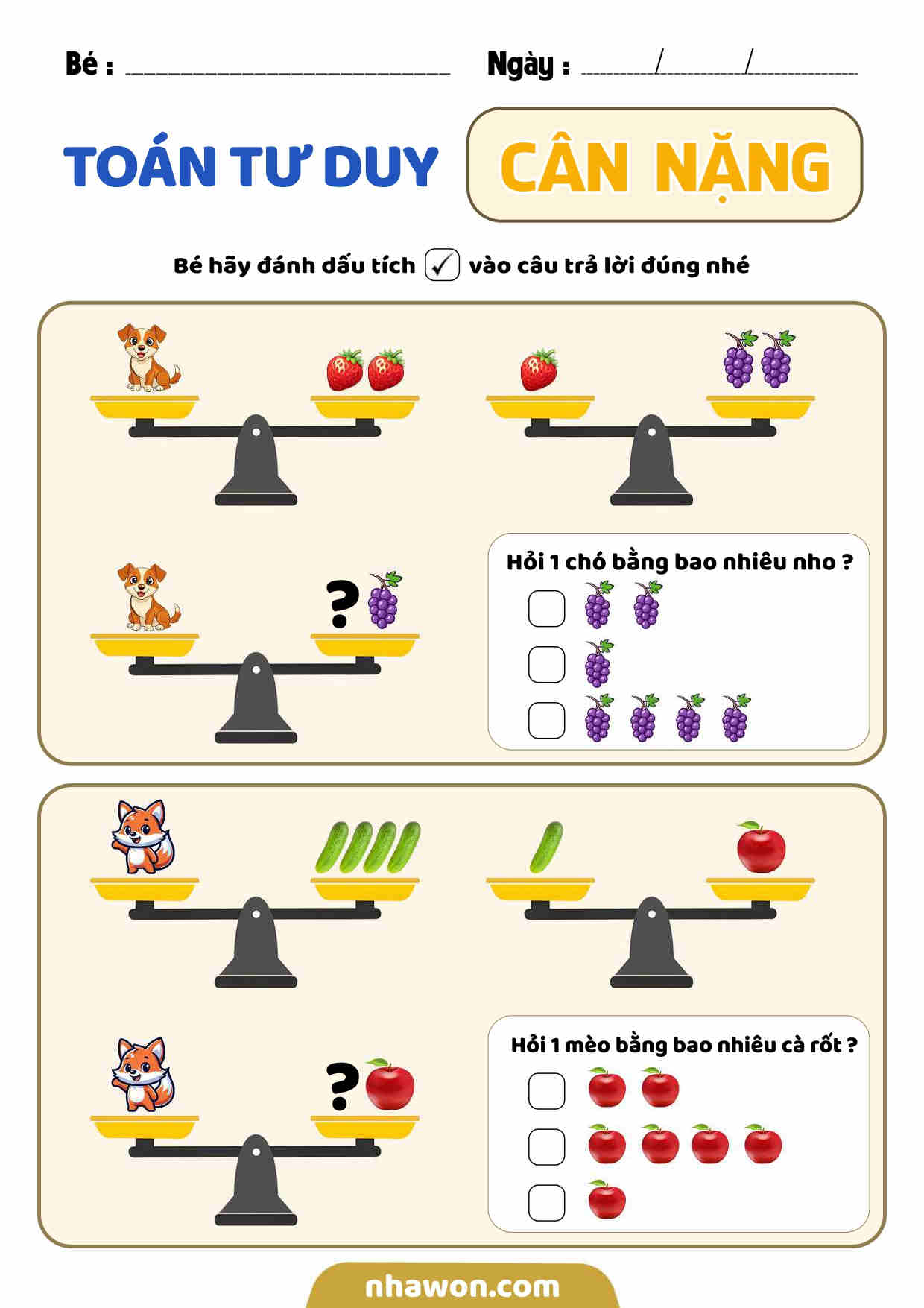 bài tập cân thăng bằng